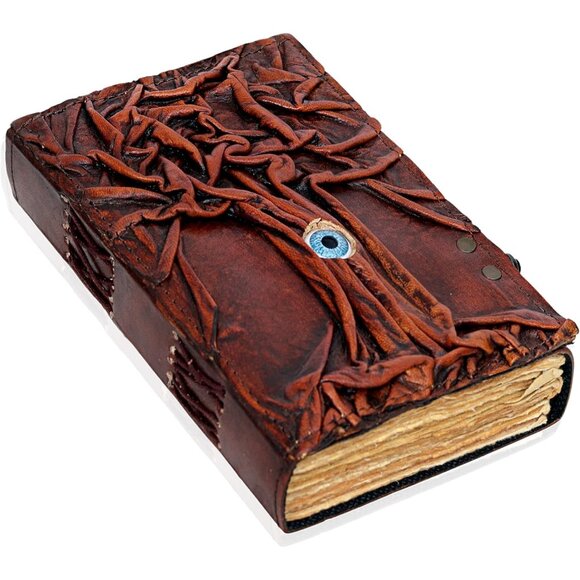Hocus Pocus Book of Tree Spells Evil Eye Prop Gifts Leather Journal Writing Book - Picture 1 of 6